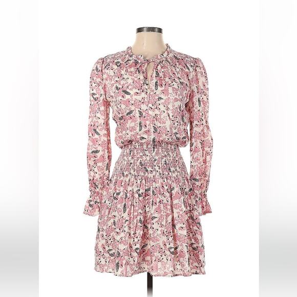 Roan and Rya florap print pink smocked waist blouson dress, xs - Picture 1 of 9
